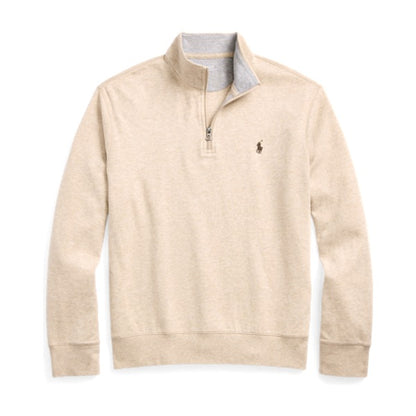 Polo Ralph Lauren Luxury Jersey Quarter-Zip Pullover - Expedition Dune Heather