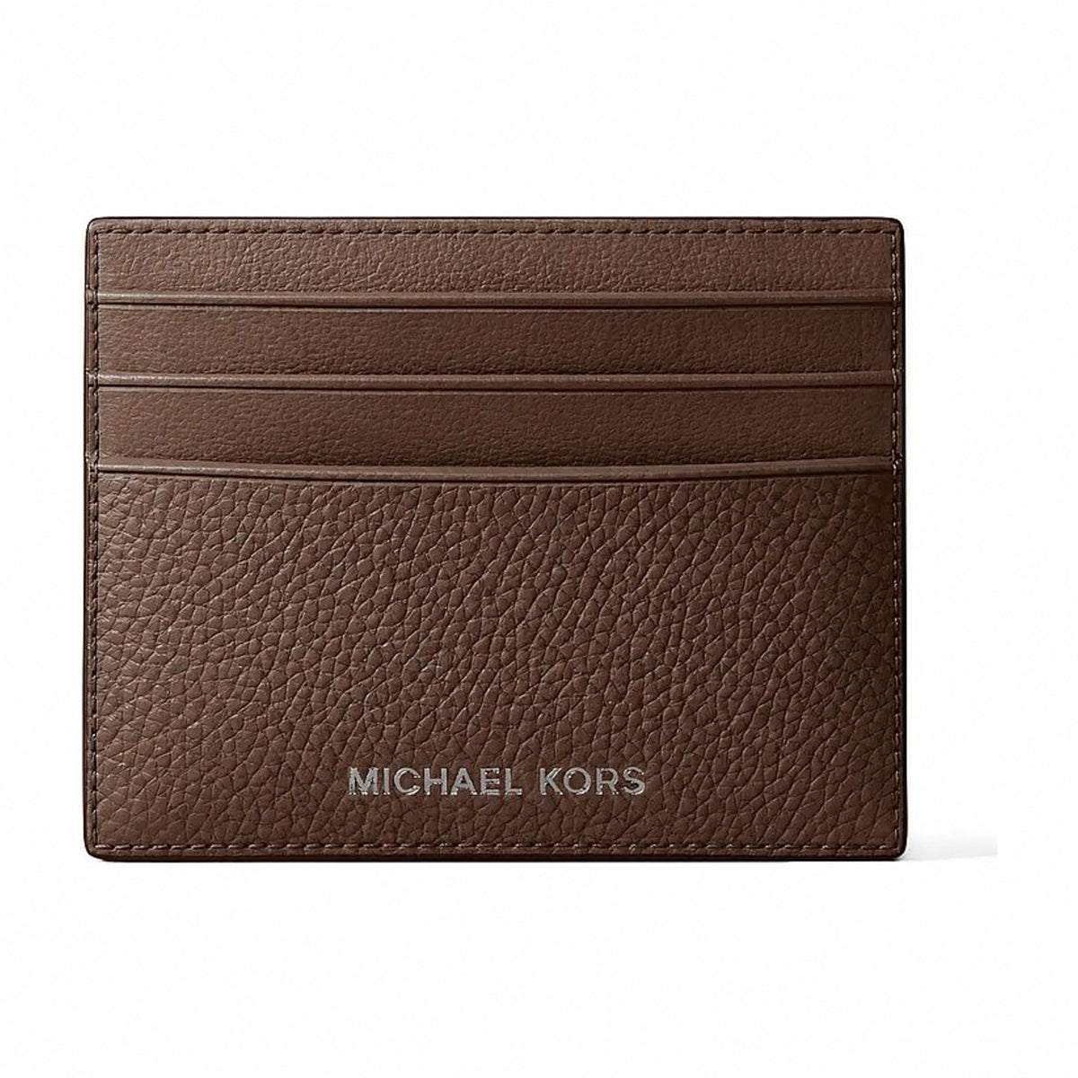 Michael Kors Cooper Pebbled Leather Card Case - NUTMEG