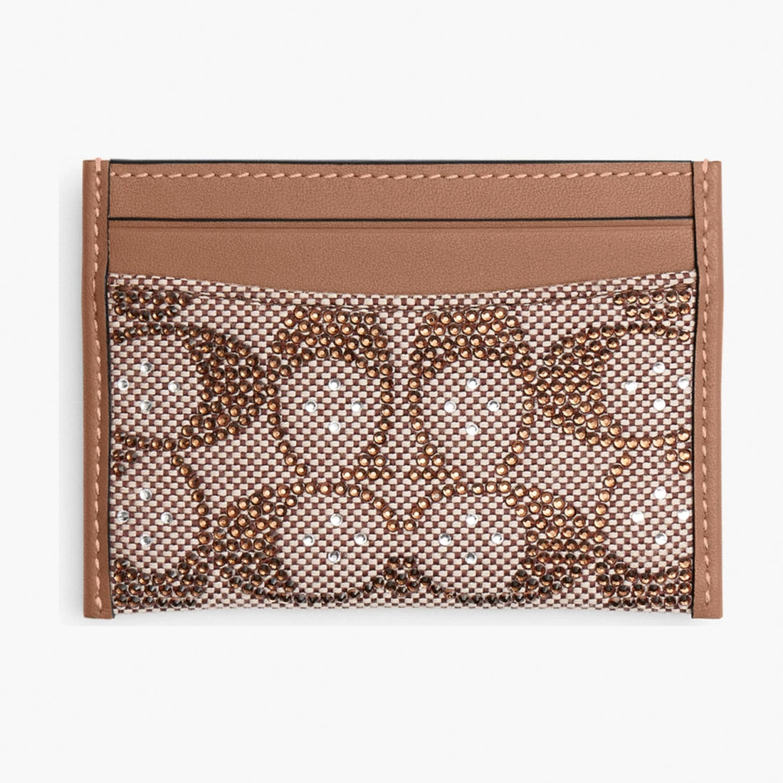 Coach Essential Card Case In Crystal Signature Jacquard - Brass/Mushroom