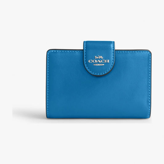 Coach Medium Corner Zip Wallet - Silver/Blue Jay