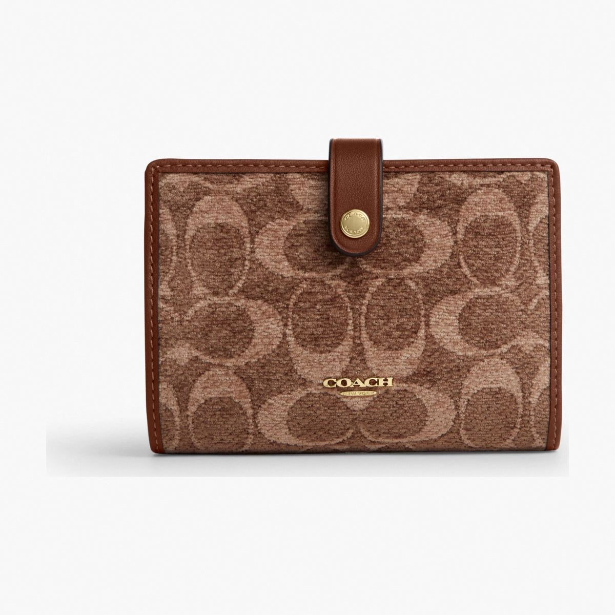 Coach 2-In-1 Wallet In Signature Chenille - Gold/Light Khaki/Vintage Brown
