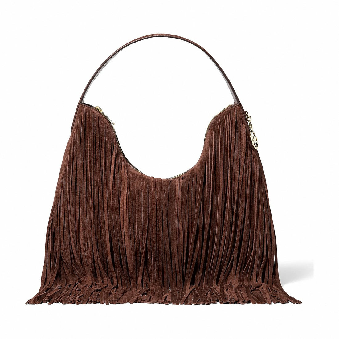 Michael Kors Nayla Medium Fringed Suede Hobo Shoulder Bag - NUTMEG