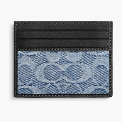 Coach Slim ID Card Case In Loved Signature Denim - Light Indigo