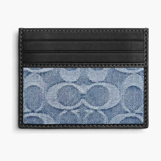 Coach Slim ID Card Case In Loved Signature Denim - Light Indigo