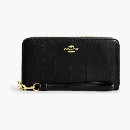 Coach Long Zip Around Wallet - Gold/Black