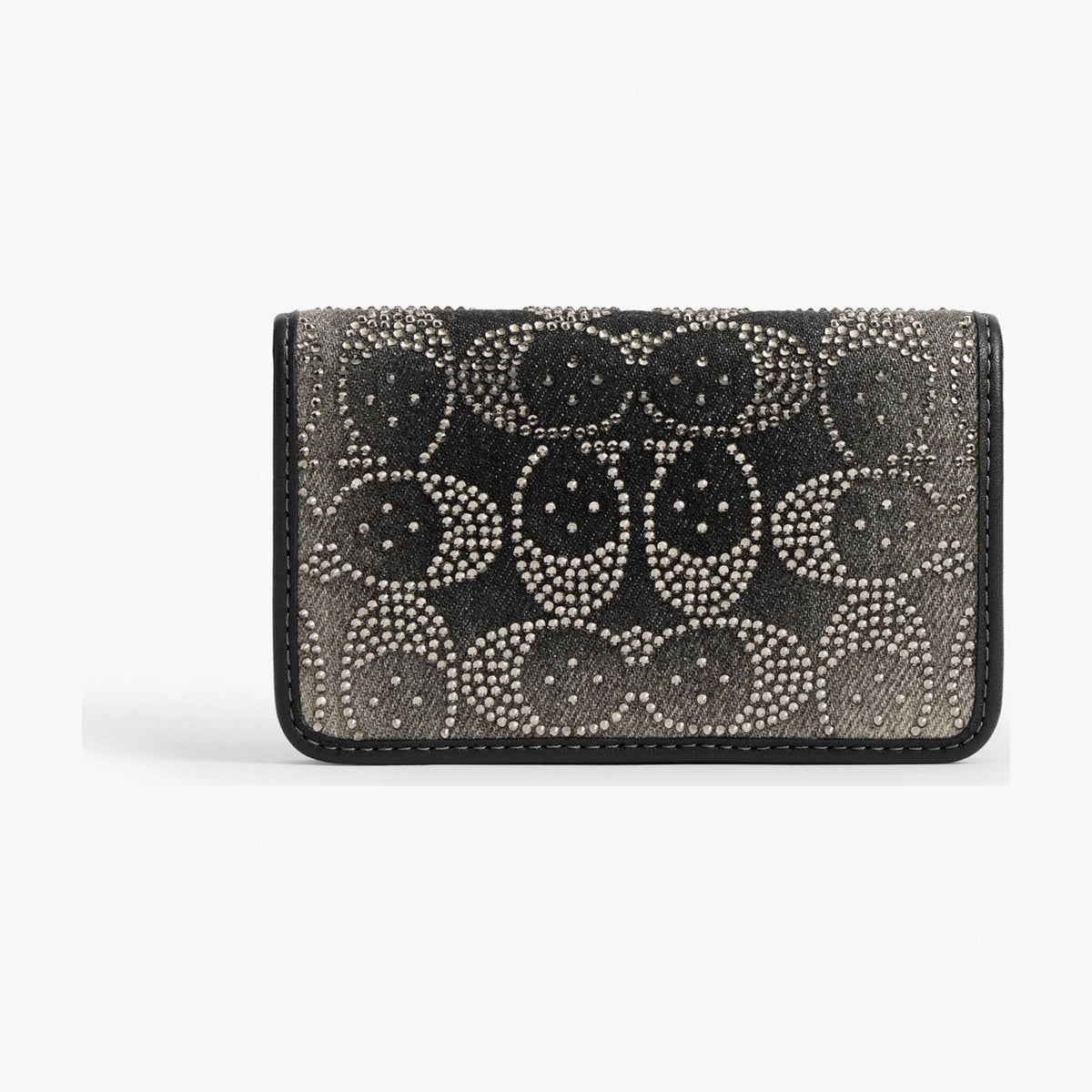 Coach Essential Slim Card Case With Crystal Signature - Silver/Black
