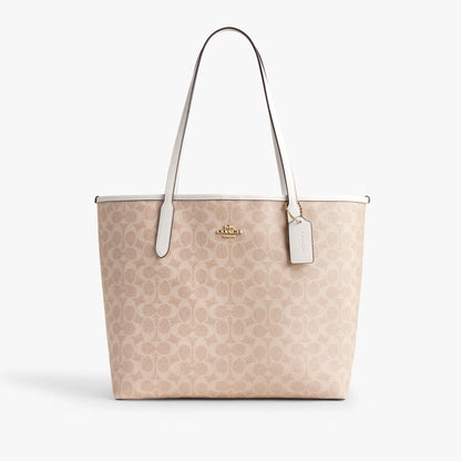 Coach City Tote Bag In Signature Canvas - Gold/Sand/Chalk