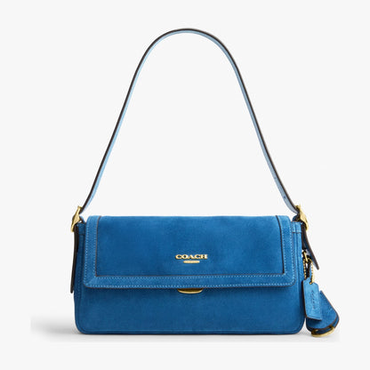 Coach Etta Small Flap Shoulder Bag - Gold/Blue Jay
