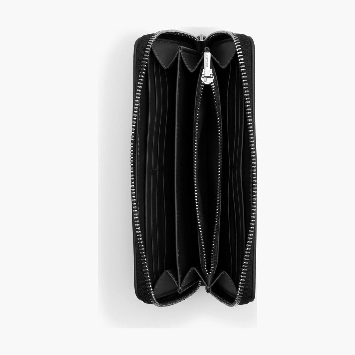 Coach Long Zip Around Wallet In Signature Jacquard - Silver/Black/Black