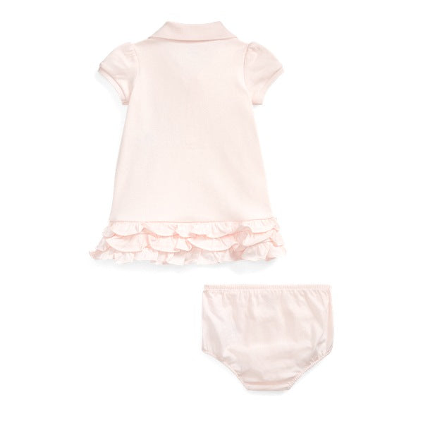 Ralph Lauren Baby Girl Ruffled Polo Dress & Bloomer - Delicate Pink