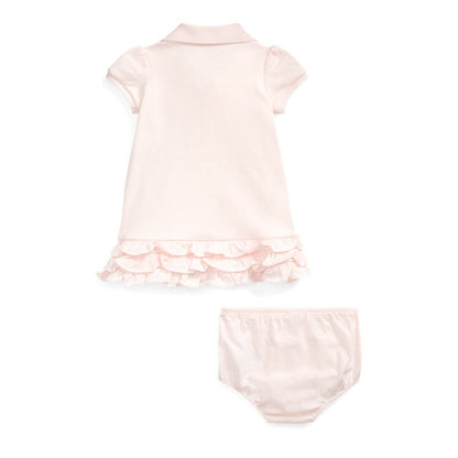 Ralph Lauren Baby Girl Ruffled Polo Dress & Bloomer - Delicate Pink