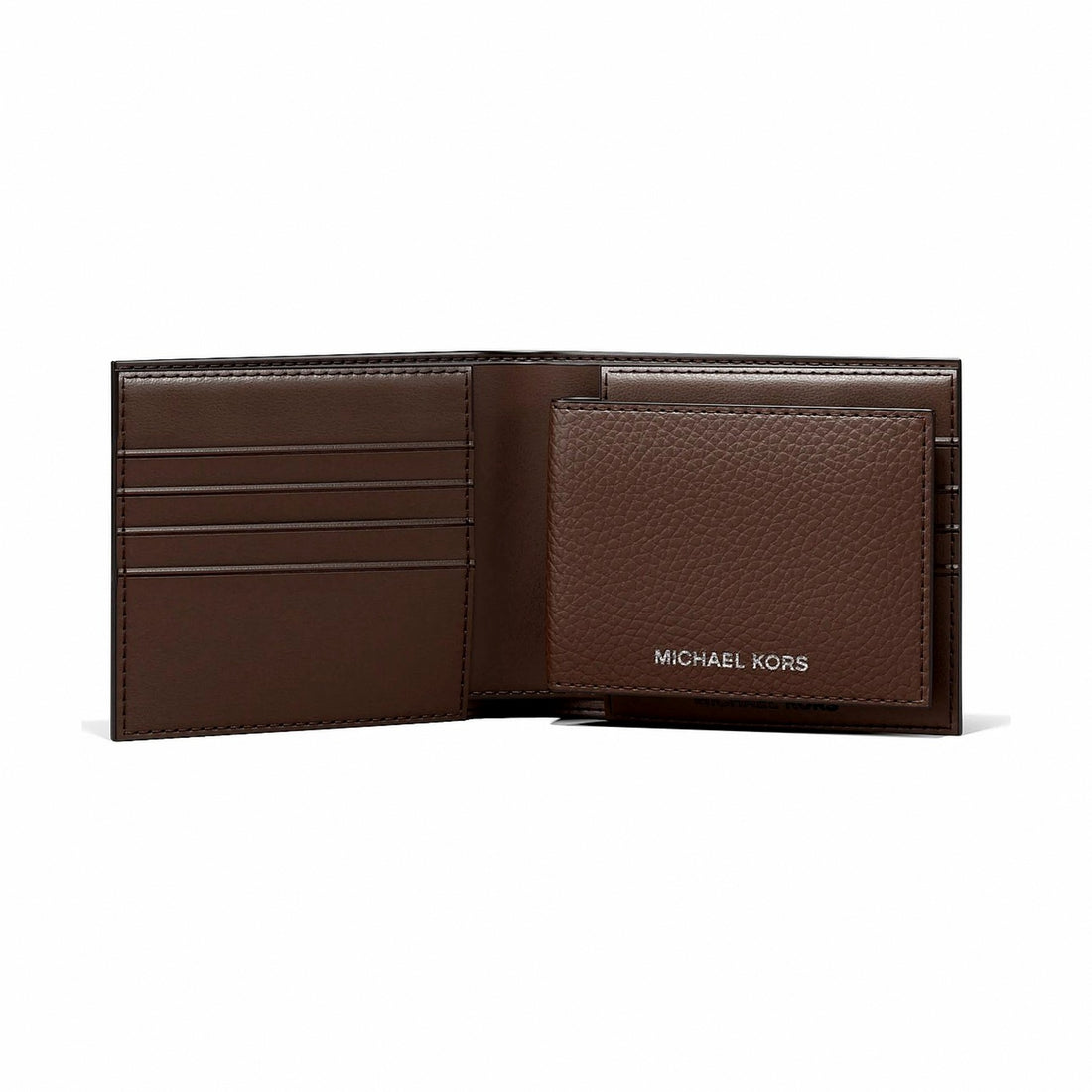 Michael Kors Cooper Pebbled Leather Billfold Wallet With Passcase - NUTMEG