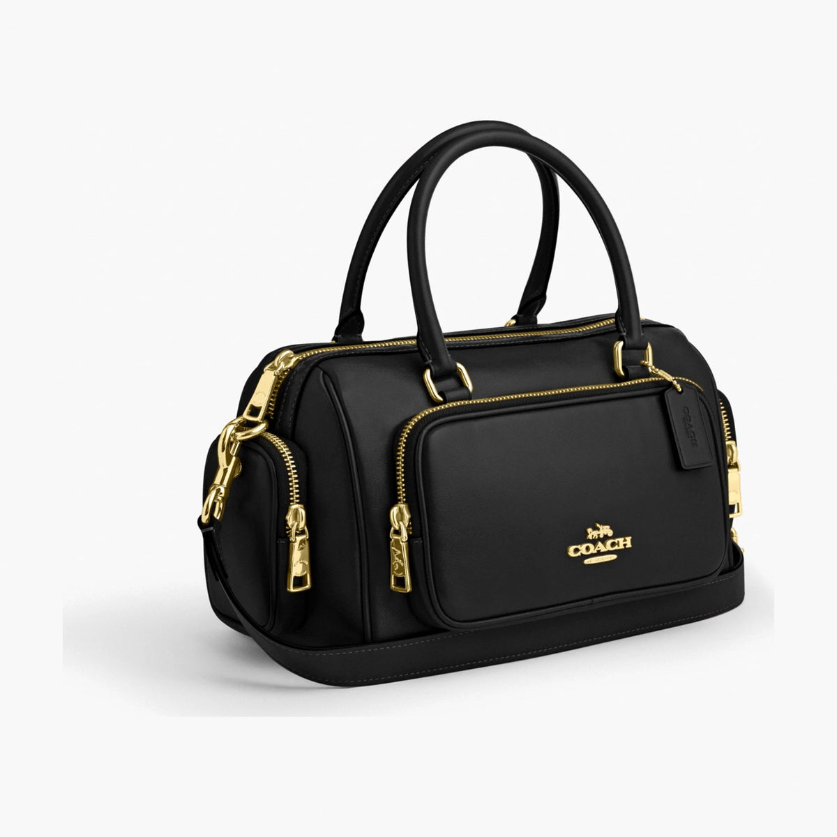 Coach Rowan Satchel Bag With Pockets - Gold/Black