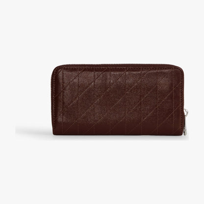 Coach Long Zip Around Wallet With Quilting - Silver/Maple