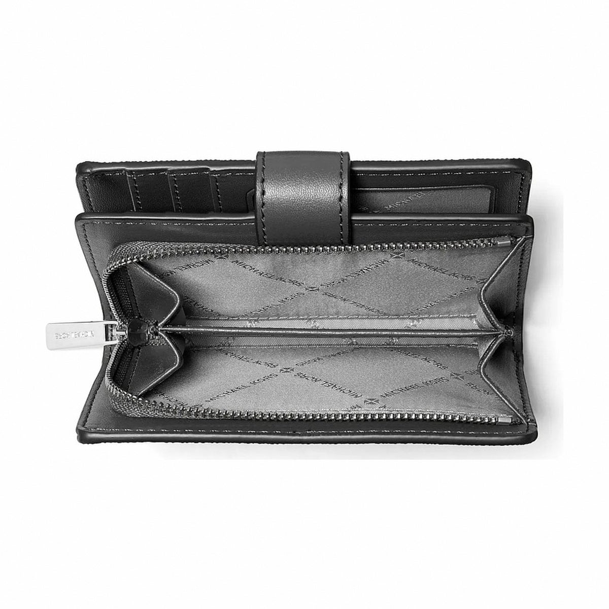 Michael Kors Jet Set Medium Two-Tone Logo Wallet - BLACK COMBO