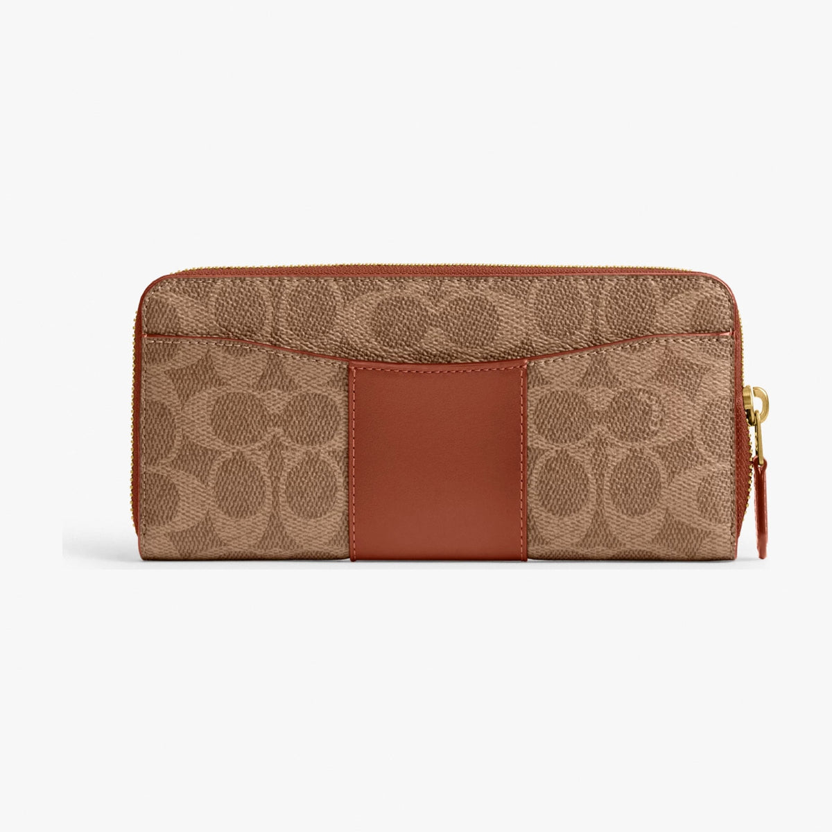 Coach Essential Slim Accordion Zip Wallet In Signature Canvas - Brass/Tan Caramel