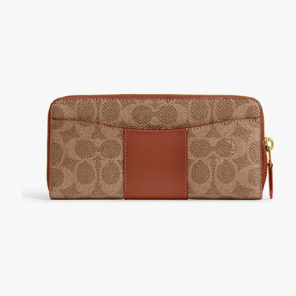 Coach Essential Slim Accordion Zip Wallet In Signature Canvas - Brass/Tan Caramel