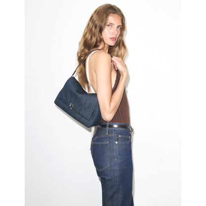 Tory Burch Charlie Denim Shoulder Bag - Midnight