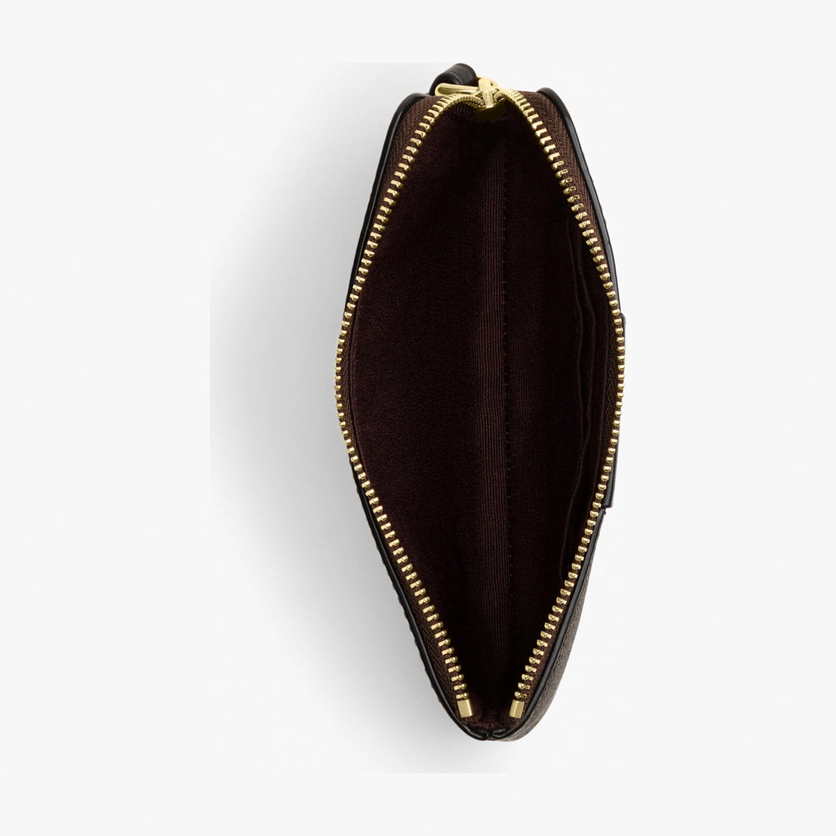 Coach Corner Zip Wristlet In Signature Canvas With Stripe - Gold/Walnut/Black