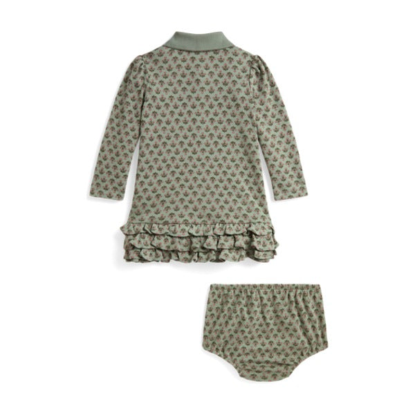 Ralph Lauren Baby Girl Floral Soft Cotton Polo Dress & Bloomer - Rosemund Garden