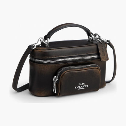 Coach Rainer Crossbody Bag 18 With Pocket In Loved Leather - Silver/Black Brown