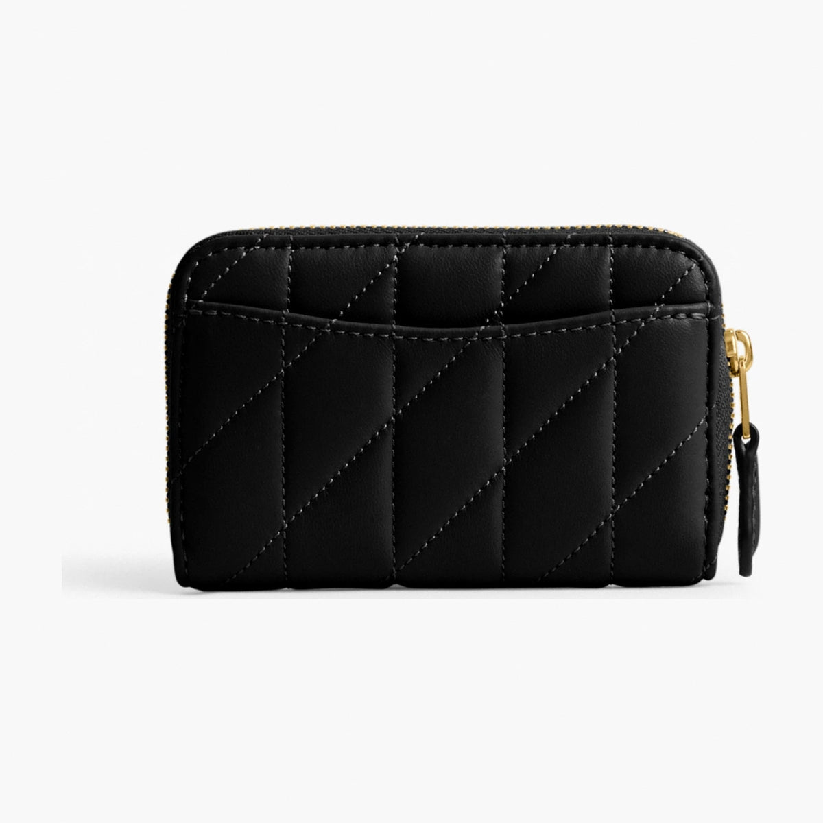 Coach Essential Small Zip Around Card Case With Pillow Quilting - Brass/Black