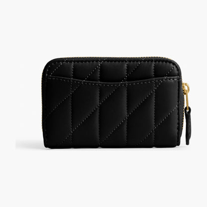 Coach Essential Small Zip Around Card Case With Pillow Quilting - Brass/Black