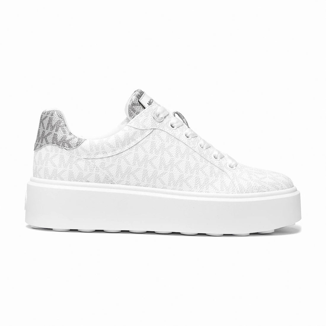 Michael Kors Romey Metallic Two-Tone Signature Logo Platform Sneaker - BRIGHT WHT