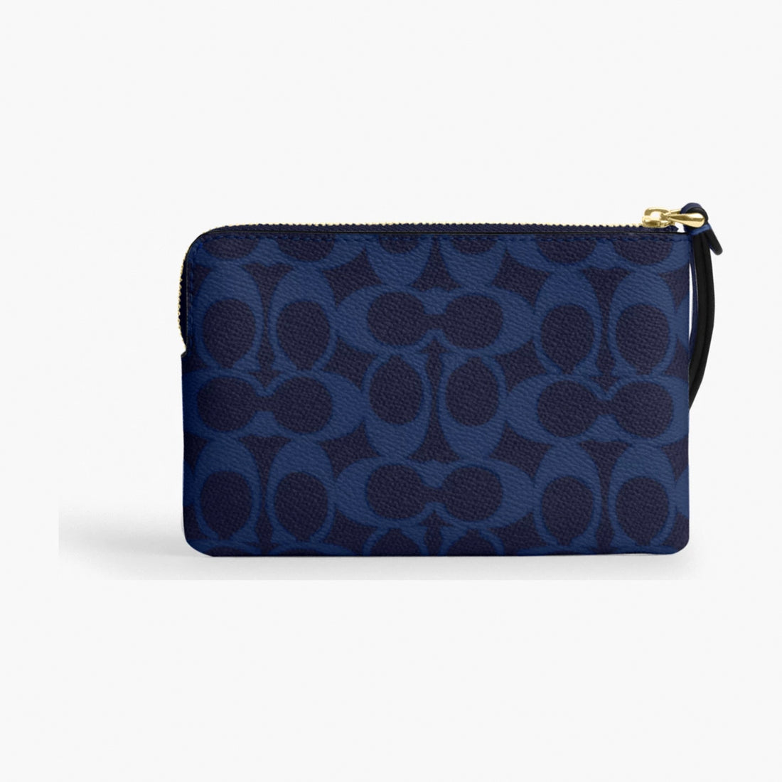 Coach Corner Zip Wristlet In Signature Canvas - Gold/Navy