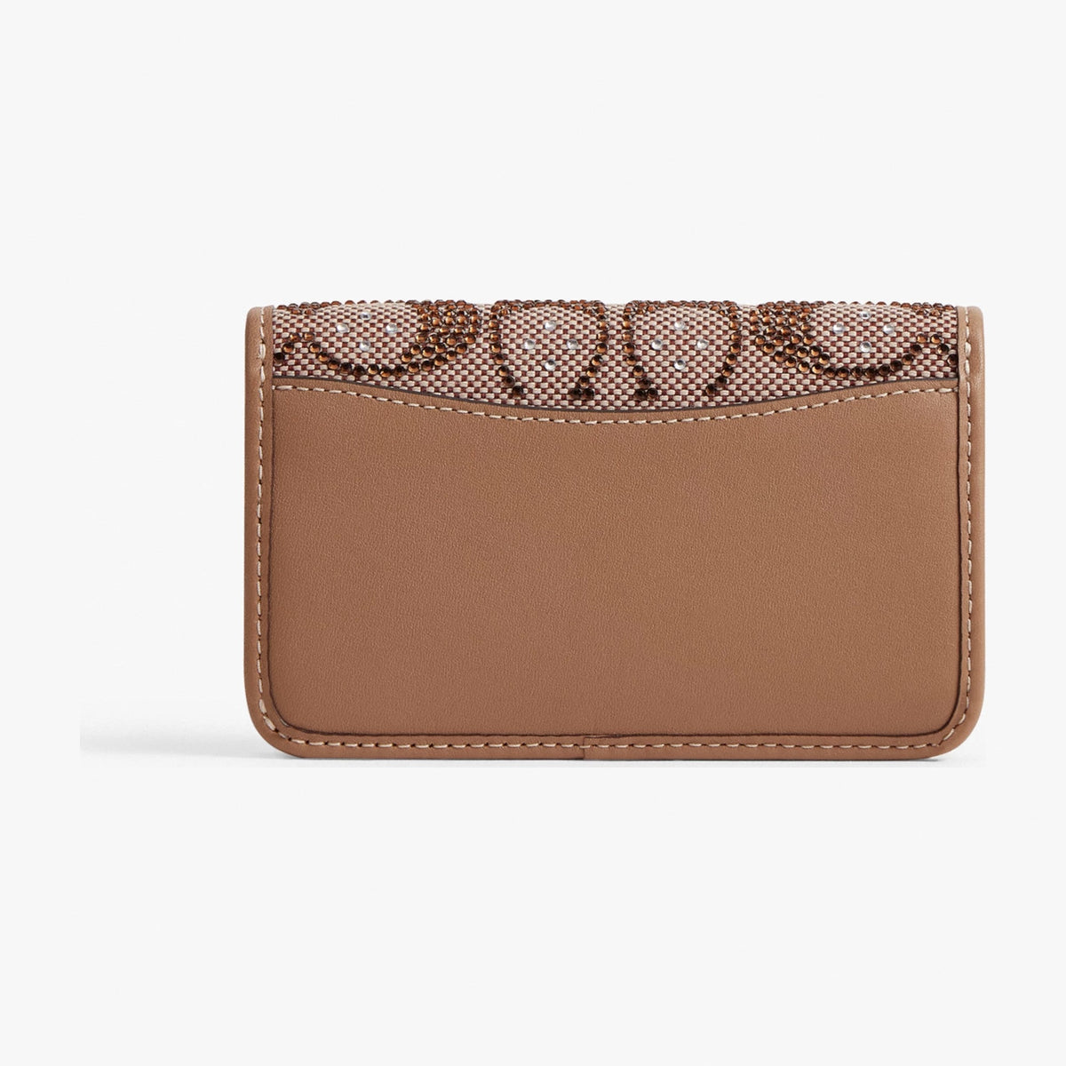 Coach Essential Slim Card Case In Crystal Signature Jacquard - Brass/Mushroom