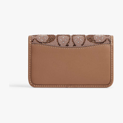 Coach Essential Slim Card Case In Crystal Signature Jacquard - Brass/Mushroom