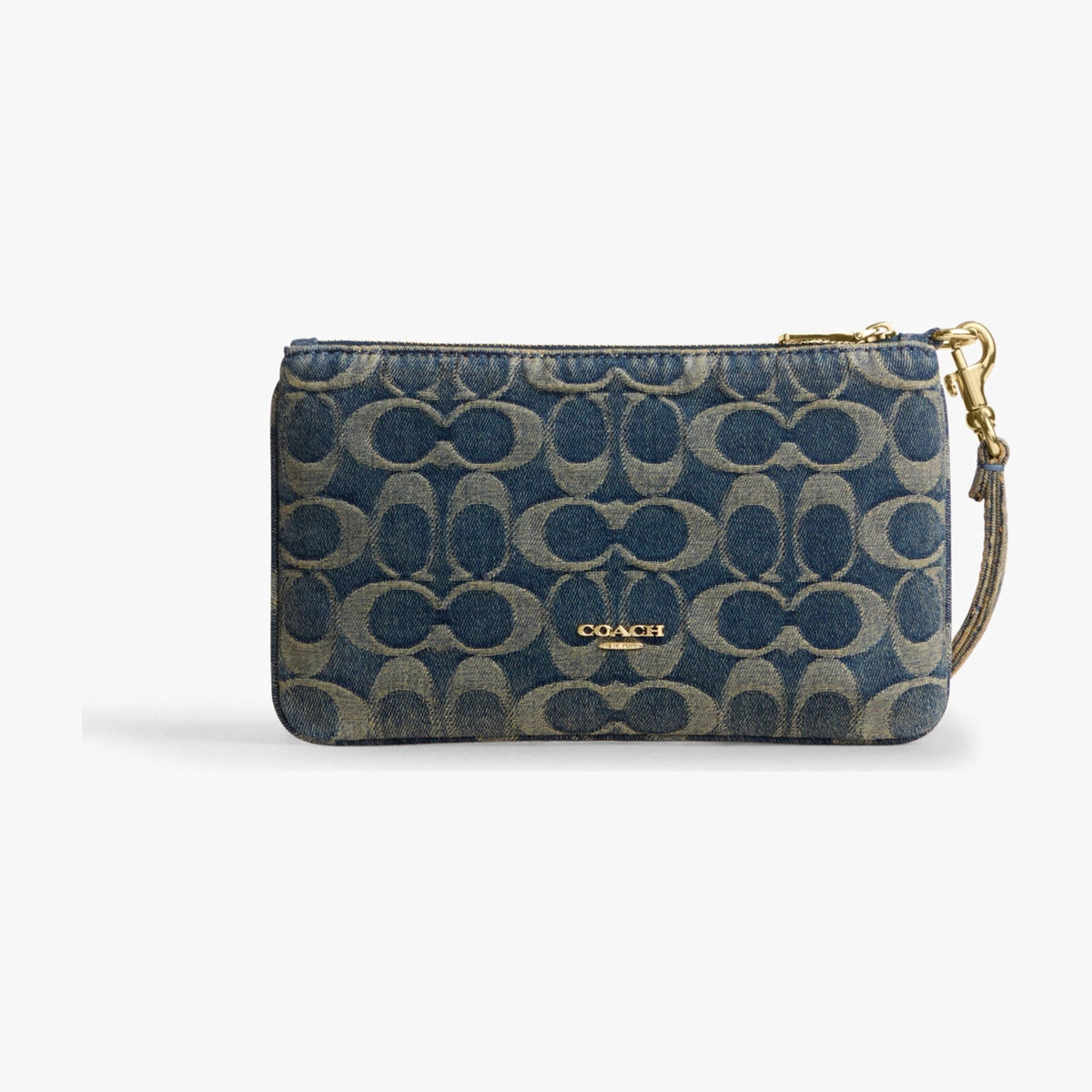 Coach Ashton Wristlet In Signature Regenerative Cotton Denim - Gold/Denim