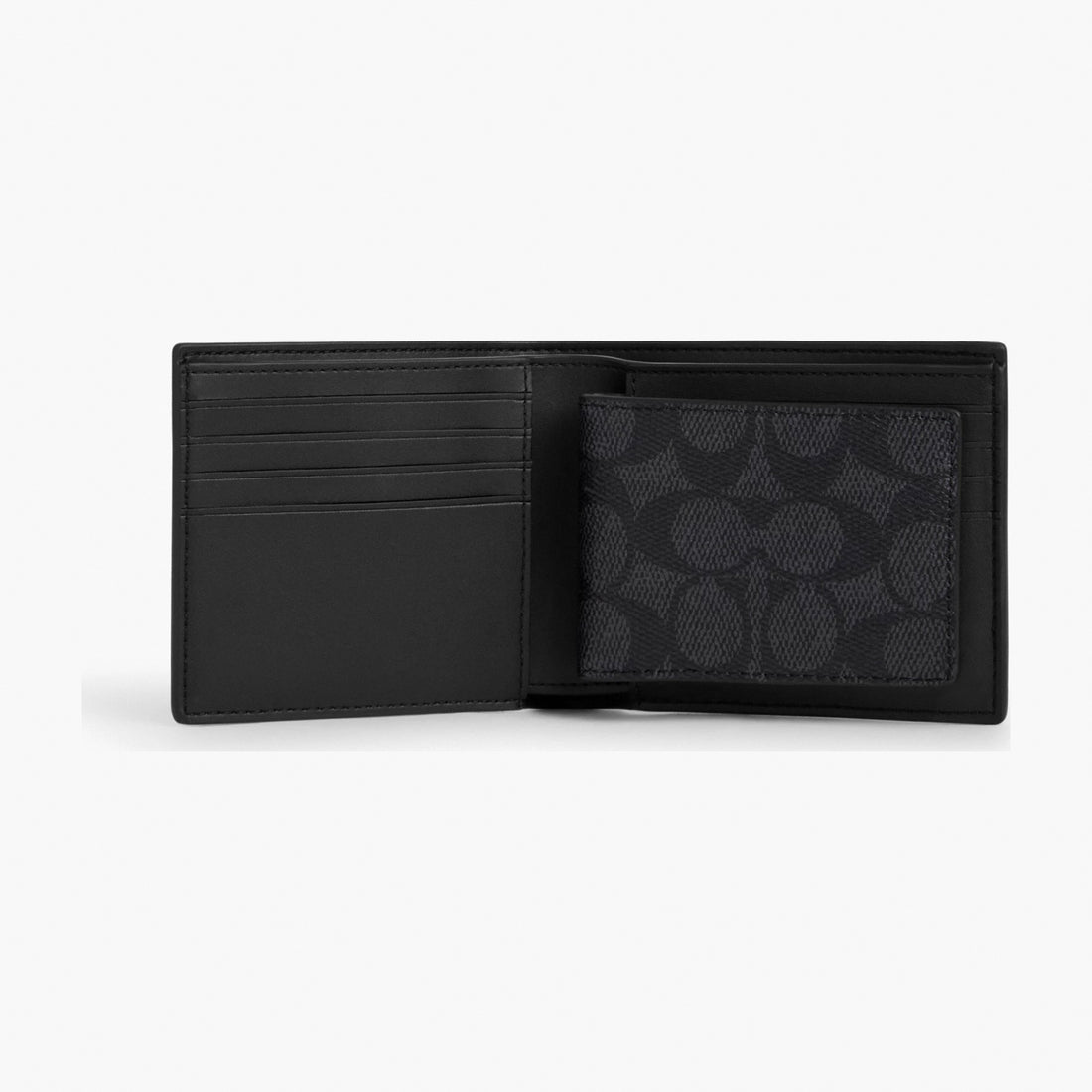 Coach 3-In-1 Wallet In Signature Canvas - Charcoal/Black