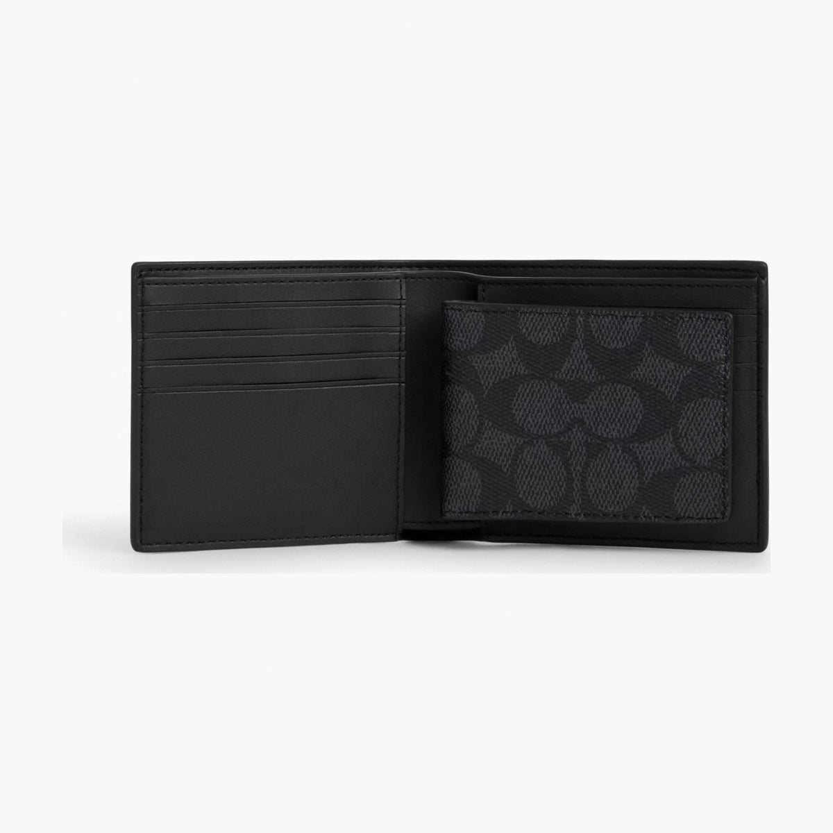 Coach 3-In-1 Wallet In Signature Canvas - Charcoal/Black