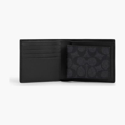 Coach 3-In-1 Wallet In Signature Canvas - Charcoal/Black