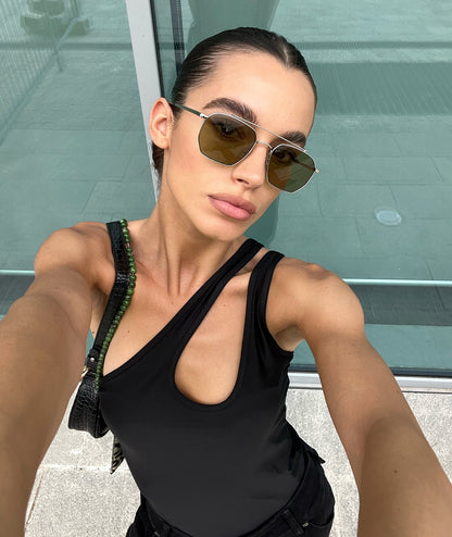 VEHLA Bowie Sunglasses - Silver/Khaki