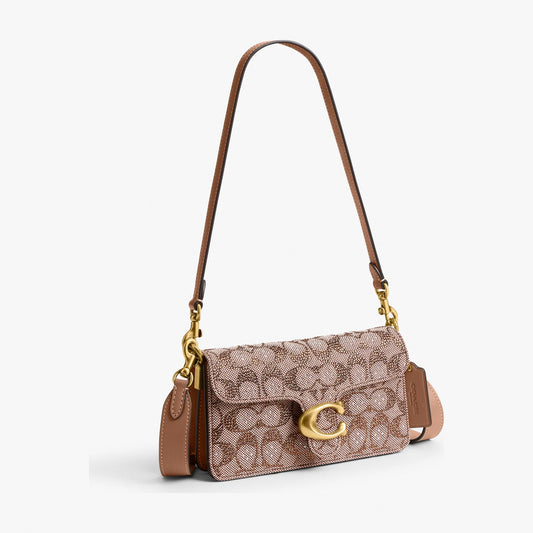 Coach Soft Tabby Shoulder Bag 20 In Crystal Signature Jacquard - Brass/Mushroom
