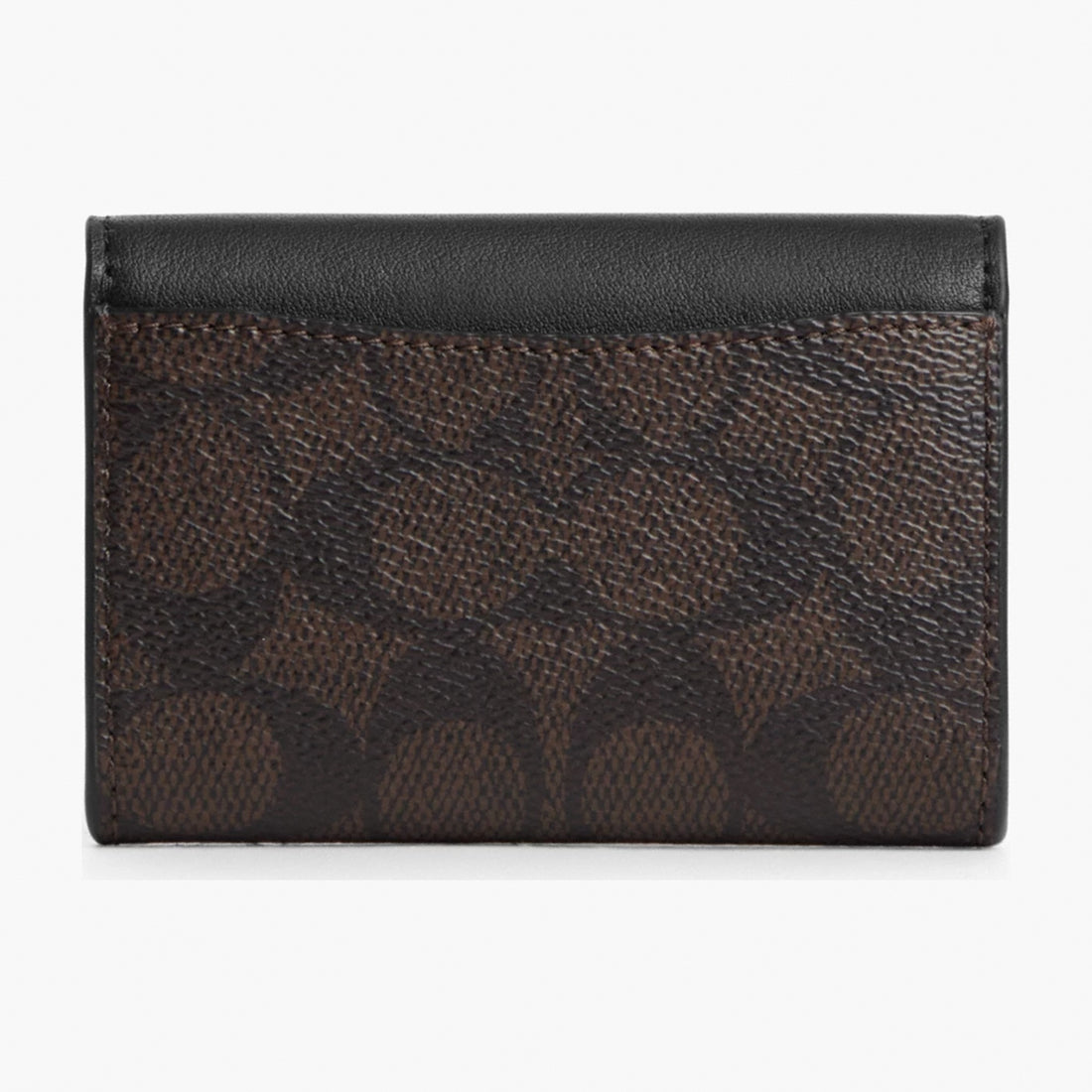 Coach Flap Card Case In Signature Canvas - Gold/Walnut/Black