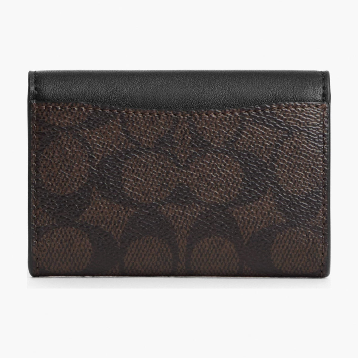 Coach Flap Card Case In Signature Canvas - Gold/Walnut/Black
