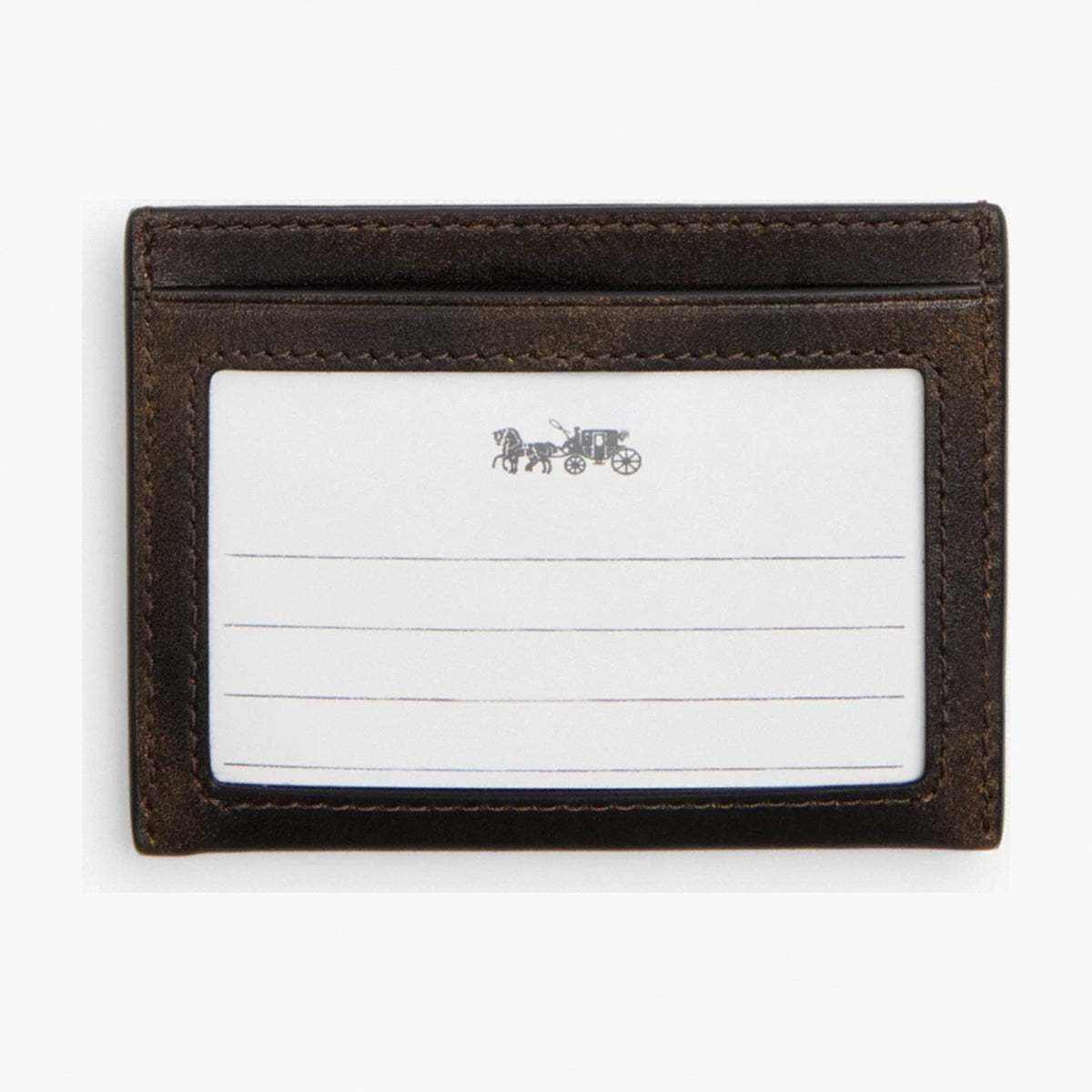 Coach Slim ID Card Case In Loved Leather - Black Brown