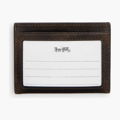 Coach Slim ID Card Case In Loved Leather - Black Brown