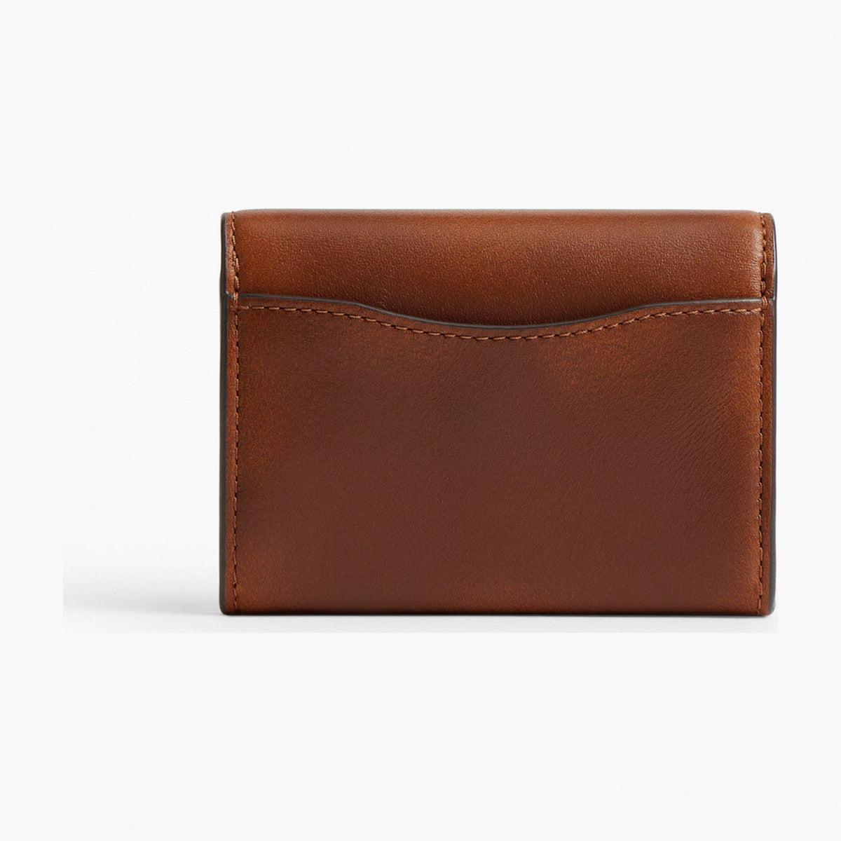 Coach Essential Flap Card Case In Loved Leather - Brass/Brown