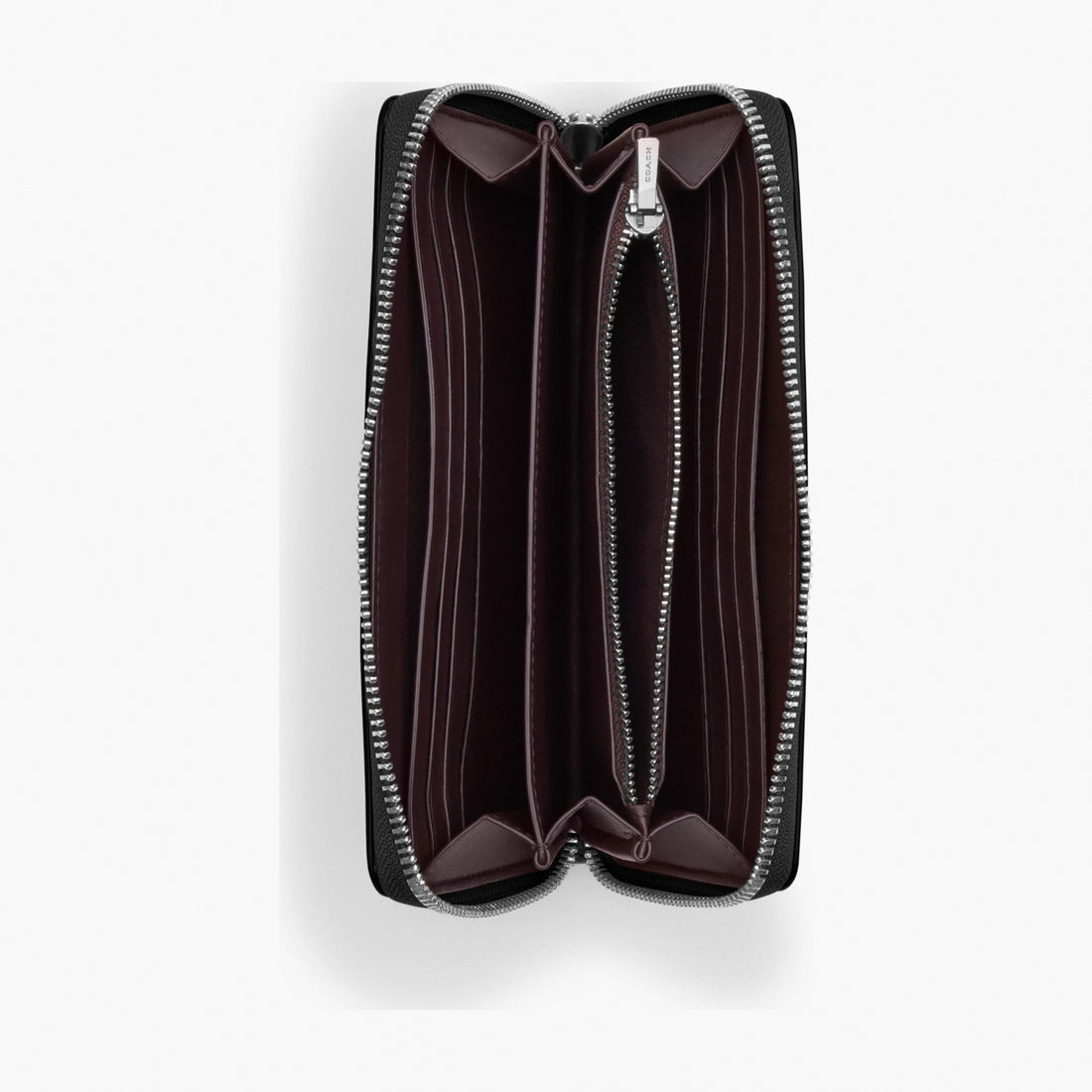 Coach Long Zip Around Wallet - Silver/Black