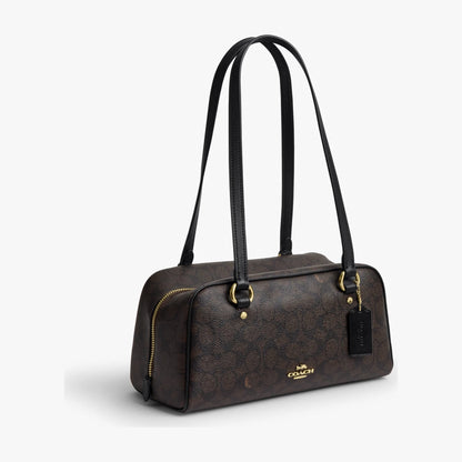 Coach Sydney Shoulder Bag In Signature Canvas - Gold/Walnut/Black