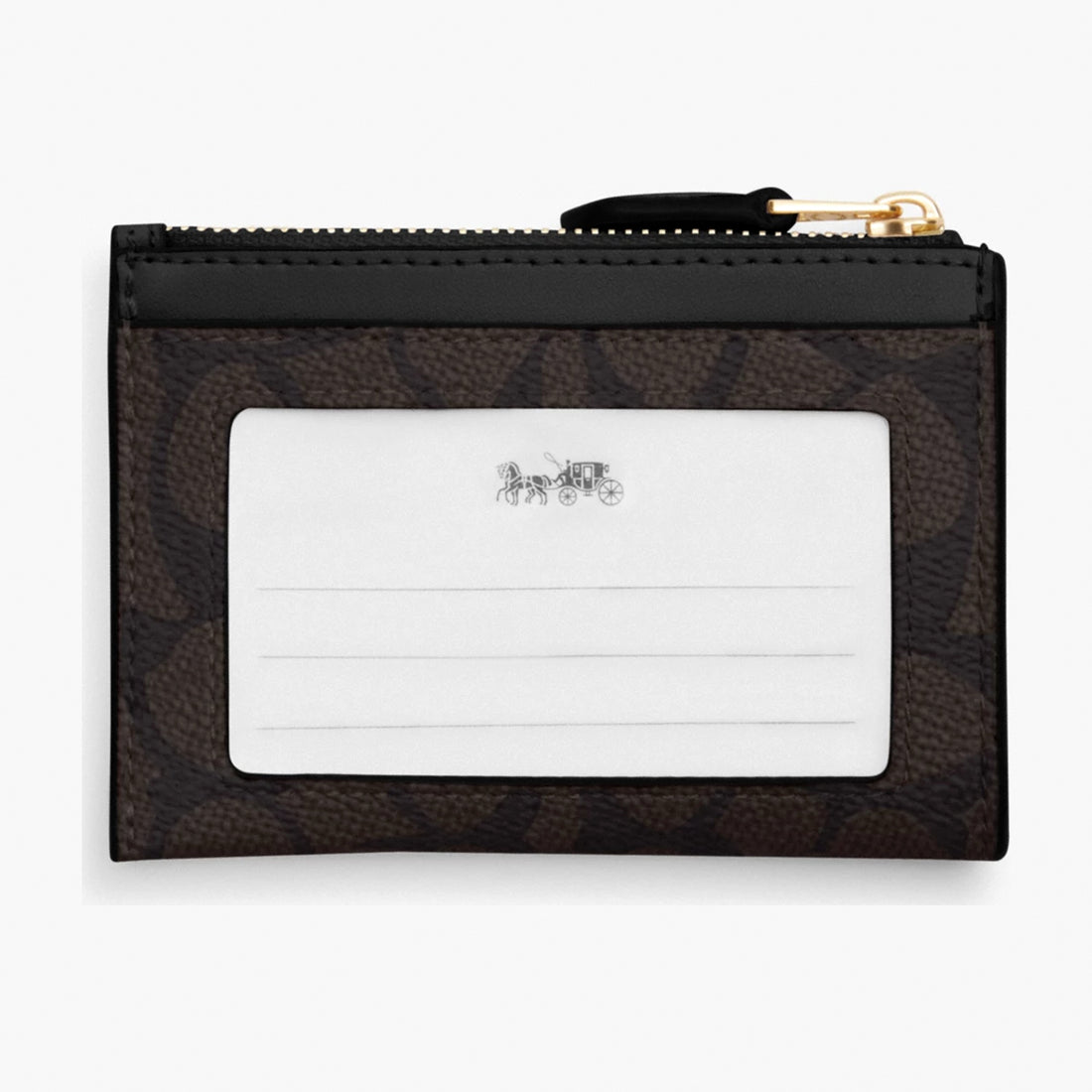 Coach Mini Skinny ID Case In Signature Canvas - Gold/Walnut/Black