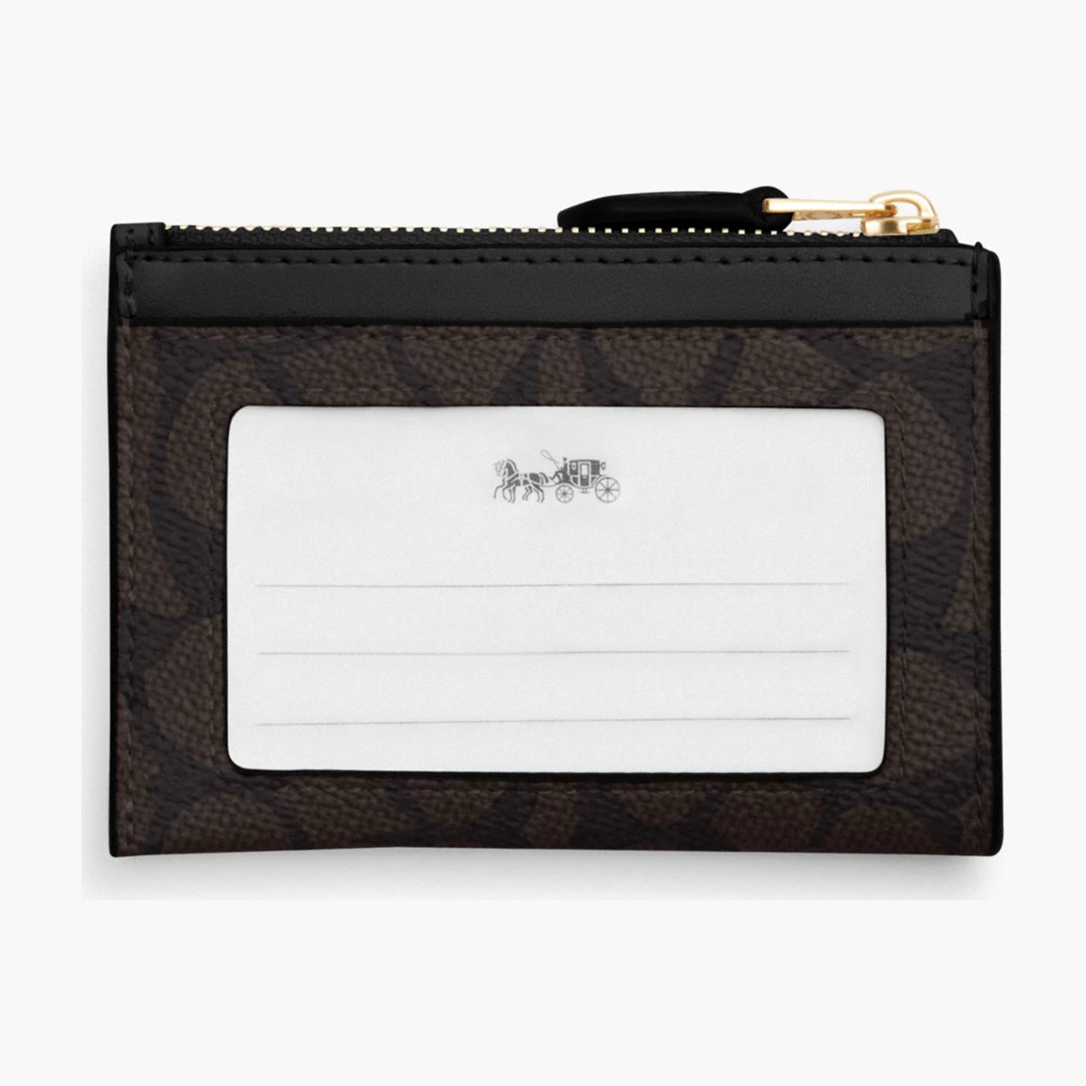 Coach Mini Skinny ID Case In Signature Canvas - Gold/Walnut/Black