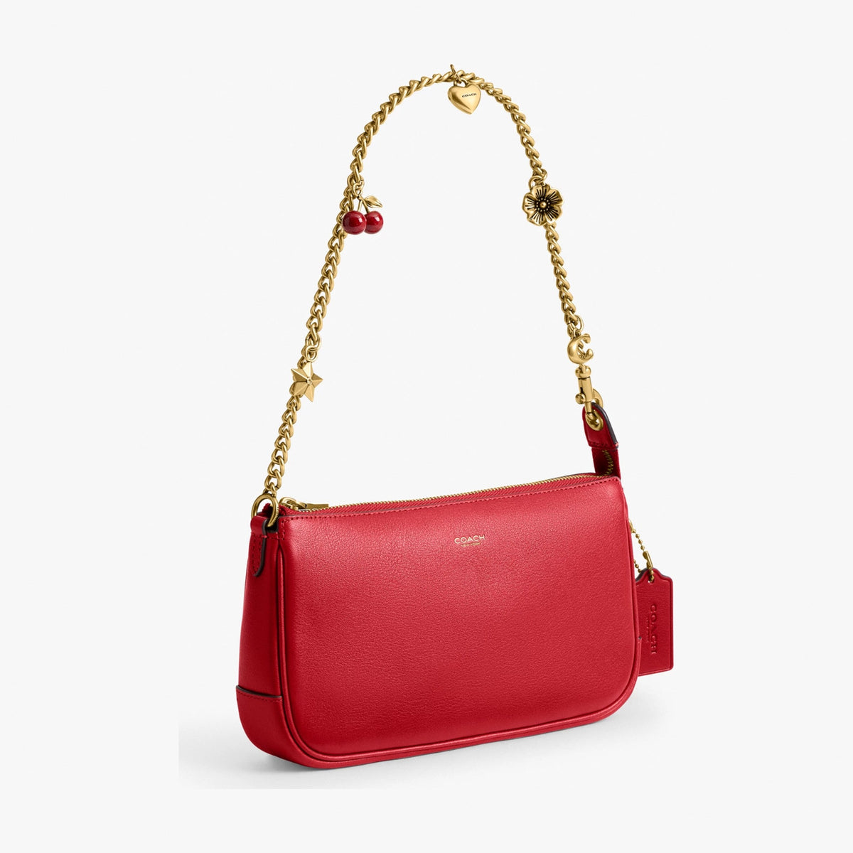 Coach Plaza Bag With Charm Chain Strap - Brass/Scarlet