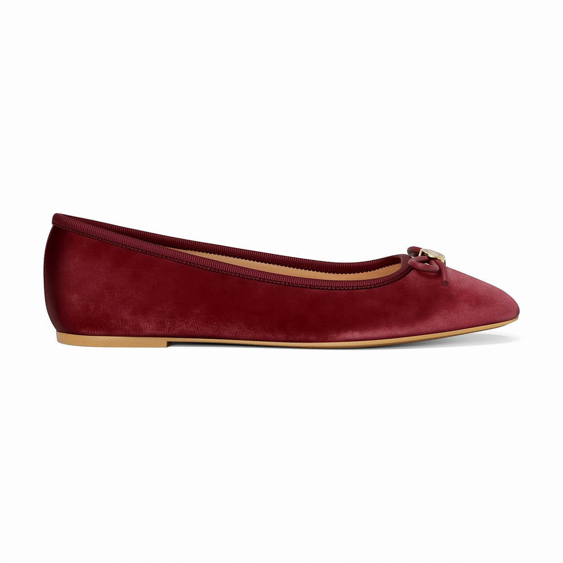 Michael Kors Savannah Logo Debossed Velvet Ballet Flat - MAROON