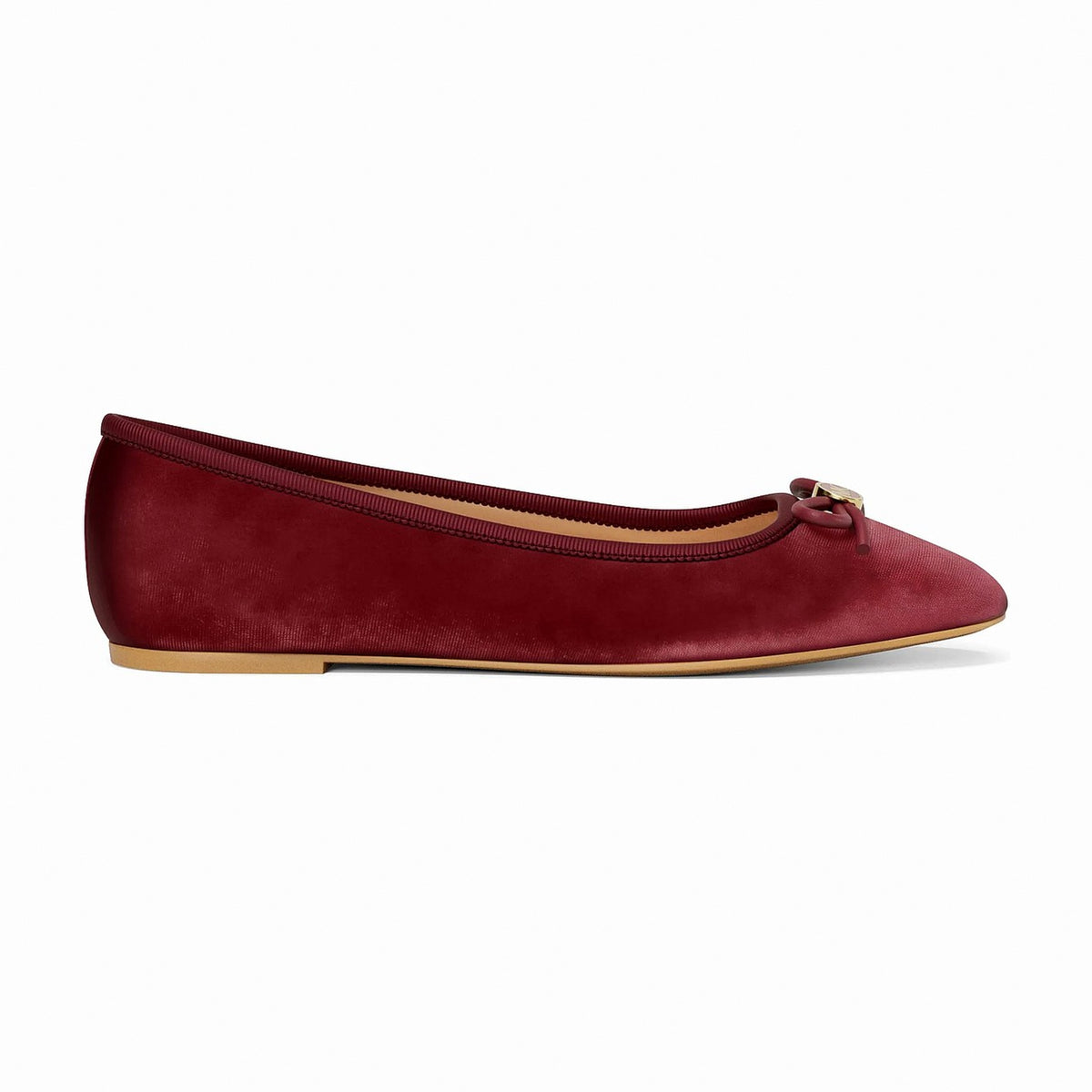 Michael Kors Savannah Logo Debossed Velvet Ballet Flat - MAROON