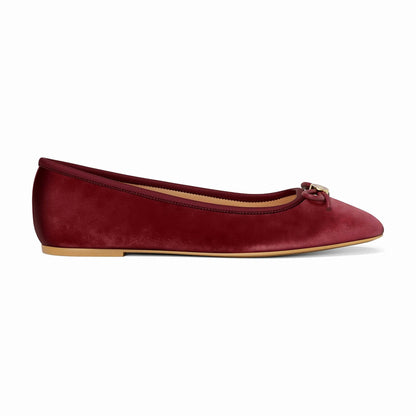 Michael Kors Savannah Logo Debossed Velvet Ballet Flat - MAROON